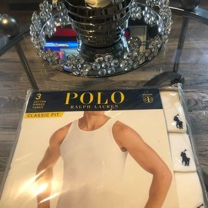 BRAND NEW IN PACKAGE MENS WHITE 3 PACK RALPH LOUREN POLO WHITE MENS TANK TOPS L